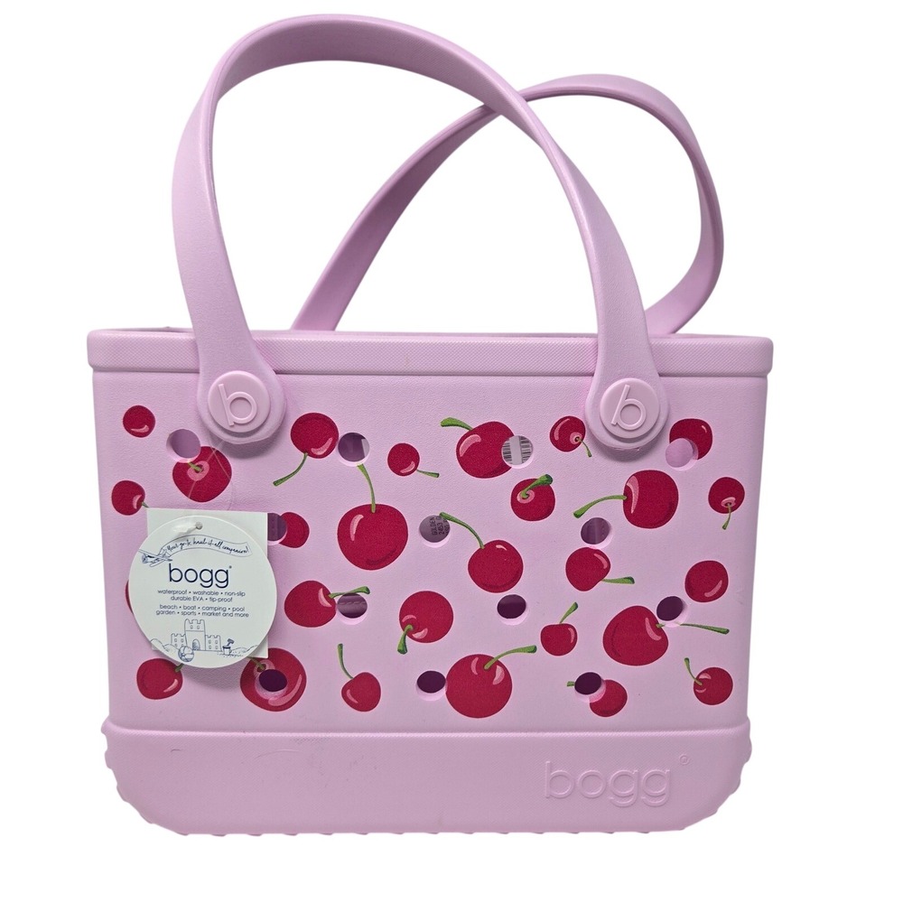 Bogg Bag Bitty Tote Pink Cherry Tote includes Cherry Bogg Bit 11"x8.5"x4.5 - Picture 2 of 8